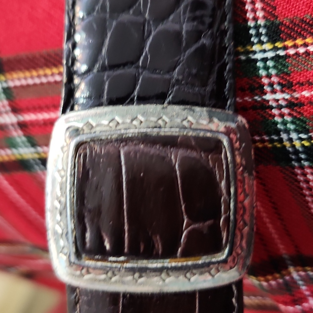 Vintage Brighton black leather and silver details belt hinged 30-33" waist - Picture 16 of 16